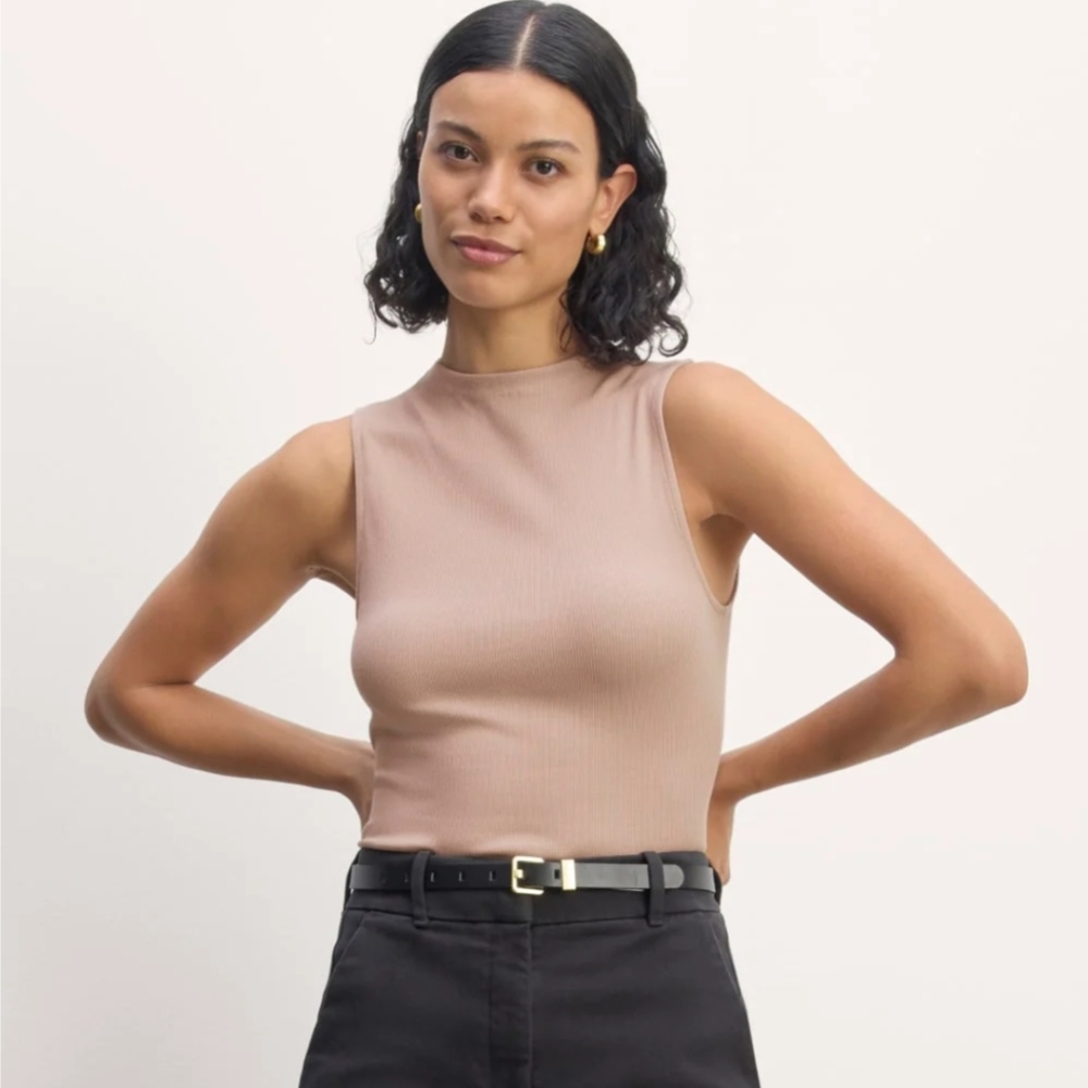 NWOT Luxe Rib Funnel-Neck Tank in Dusty Rose